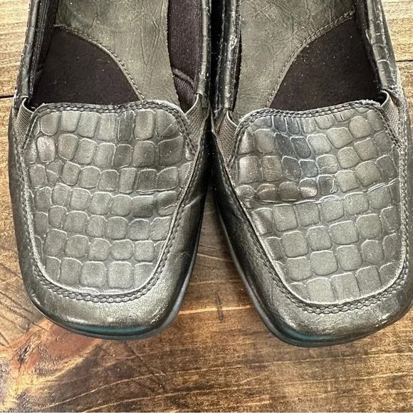 LifeStride Women’s Black Square Toe Faux Leather Loafer Shoe Size 7.5M GUC - Picture 3 of 12